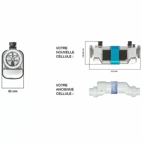 Cellule D'électrolyseur X-CELL Pour Limpido 100 - Prise 2 Cosses - CCEI 1 Cellule D'électrolyseur X-CELL Pour Limpido 100 - Prise 2 Cosses - CCEI