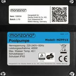 MONZANA Pompe Filtre à Sable 9.960 L/h Système Filtration Piscine Boules Filtrantes 700g 9 MONZANA Pompe Filtre à Sable 9.960 L/h Système Filtration Piscine Boules Filtrantes 700g -Pompe et filtre de piscine Soldes 32166624 5