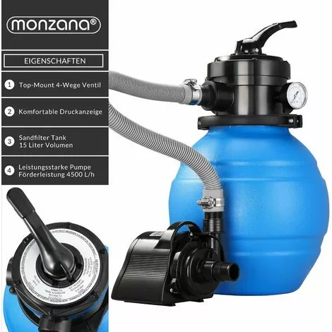 MONZANA Pompe Filtre à Sable 4.500 L/h Système Filtration Piscine Boules Filtrantes 320g 2 MONZANA Pompe Filtre à Sable 4.500 L/h Système Filtration Piscine Boules Filtrantes 320g – Image 2