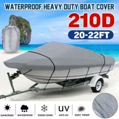 SWAGX 20-22ft 210D Housse De Bateau Remorquable étanche Coque En V Poisson Ski Bass (gris, 20-22ft) -Pompe et filtre de piscine Soldes 33731168 4