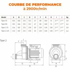 ESPA Bomba Spa Spa O Piscina Pequeña TIPER2 125M 1,25HP 22m3 / H -Pompe et filtre de piscine Soldes 36767067 3