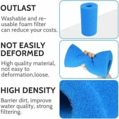 BETTERLIFE 6 Pièces Éponge Filtrante Type S1, Cartouche De Filtre En Mousse, Mousse Pour Filtre Piscine, Réutilisables Et Lavables, Filtre En Mousse Pour Spa, Piscine, Jacuzzi(20*10*4cm) -Pompe et filtre de piscine Soldes 36846563 3