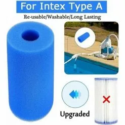 Piscine Filtre Betterlife, Piscine Filtre Pour Intex Type A Reutilisable / Lavable Piscine Filtre En Mousse Eponge Cartouche Nettoyeur De Piscine, 10.2*9.3*3Cm Bleu，3pcs -Pompe et filtre de piscine Soldes 42438175 5