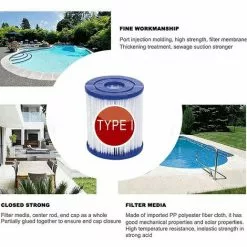 HIASDFLS Filtre Pour Bestway 58093 Cartouches Type I, Pour Bestway Filtre De Remplacement Pour Pompe 305/366, Cartouches Filtrantes Taille 1, Pour Nettoyage De Piscine (4 Pièces) -Pompe et filtre de piscine Soldes 48541652 4