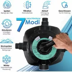 KESSER® Système De Filtre à Sable + 700 G De Billes Filtrantes Remplacent 25 Kg Filtre à Sable Vanne 7 Voies Avec Indicateur De Pression Filtre De Piscine 10 M³/h Système De Filtre Cuve De Filtre Pour Piscine Piscine 10200L/h, Le Noir 8 KESSER® Système De Filtre à Sable + 700 G De Billes Filtrantes Remplacent 25 Kg Filtre à Sable Vanne 7 Voies Avec Indicateur De Pression Filtre De Piscine 10 M³/h Système De Filtre Cuve De Filtre Pour Piscine Piscine 10200L/h, Le Noir -Pompe et filtre de piscine Soldes 54289506 4