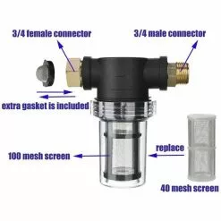 Filtre De Tuyau D'arrosage Pour Entrée D'eau De Nettoyeur Haute Pression, Filtre En Ligne Pour Sédiments, écran 40 Mailles, 100 Mailles Supplémentaires， Fontainebleau -Pompe et filtre de piscine Soldes 55255409 3