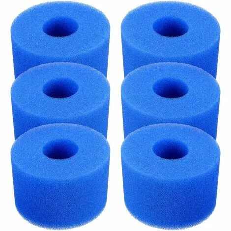 BARES Lot De 6 Cartouches De Filtre De Piscine Réutilisables Et Lavables En Mousse Pour Jacuzzi Type S1 (bleu) 1 BARES Lot De 6 Cartouches De Filtre De Piscine Réutilisables Et Lavables En Mousse Pour Jacuzzi Type S1 (bleu)