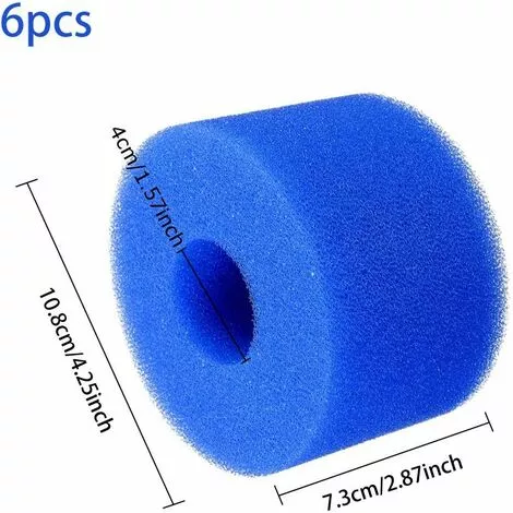 BARES Lot De 6 Cartouches De Filtre De Piscine Réutilisables Et Lavables En Mousse Pour Jacuzzi Type S1 (bleu) 2 BARES Lot De 6 Cartouches De Filtre De Piscine Réutilisables Et Lavables En Mousse Pour Jacuzzi Type S1 (bleu) – Image 2