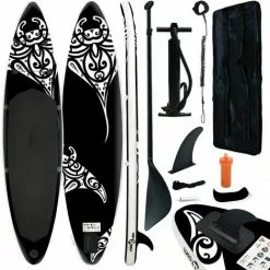 INLIFE Ensemble De Planche SUP Gonflable 320x76x15 Cm Noir