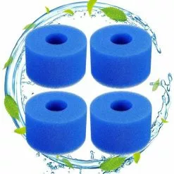 LANGRAY Lot De 4 Filtres De Piscine En Mousse Filtre Pour Intex Type S1 - Filtre En Mousse Pour Spa, Piscine - Réutilisables Et Lavables - Éponge De Filtration De Type S1