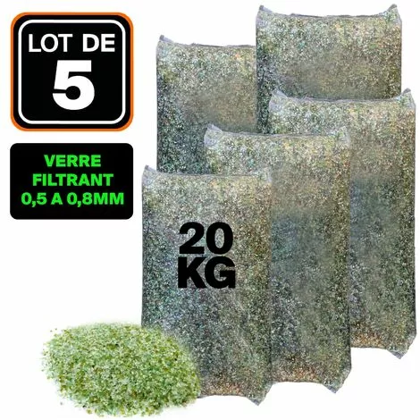 LLOFER LOT DE 5 SACS 20KG VERRE FILTRANT 0,4 A 1,6 MM 1 LLOFER LOT DE 5 SACS 20KG VERRE FILTRANT 0,4 A 1,6 MM