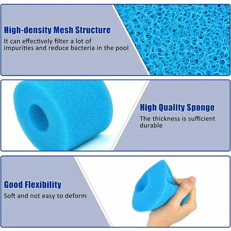 ROSIER 4 Pièces Éponge Filtrante Type S1, Cartouche De Filtre En Mousse, Mousse Pour Filtre Piscine, Réutilisables Et Lavables, Filtre En Mousse Pour Spa, Piscine, Jacuzzi 5 ROSIER 4 Pièces Éponge Filtrante Type S1, Cartouche De Filtre En Mousse, Mousse Pour Filtre Piscine, Réutilisables Et Lavables, Filtre En Mousse Pour Spa, Piscine, Jacuzzi – Image 5