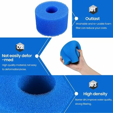 LONGZIMING Filtre De Piscine En Mousse, Filtre Éponge Cartouche, Éponge Filtrante Type A, Cartouche De Filtre En Mousse Réutilisable Lavable, Pour Spa, Piscine, Jacuzzi (4 Pièces) 2 LONGZIMING Filtre De Piscine En Mousse, Filtre Éponge Cartouche, Éponge Filtrante Type A, Cartouche De Filtre En Mousse Réutilisable Lavable, Pour Spa, Piscine, Jacuzzi (4 Pièces) – Image 2