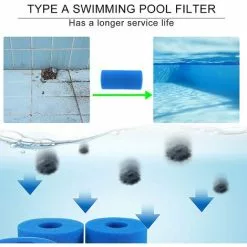 ALMI Filtre De Piscine En Mousse, 2 Pièces Éponge Filtrante Type A, Éponge En Mousse De Rechange Pour Filtre De Piscine, Filtre Piscine Lavable, Filtre Éponge Cartouche, Filtre Spa Reutilisable -Pompe et filtre de piscine Soldes 57012292 4