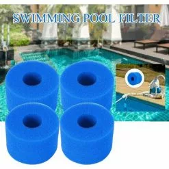 ALMI 4 Pièces Filtre Spa Éponge Filtrante Pour Type S1, Remplacement Lavable Pour Outil De Nettoyage De Cartouche De Cartouche De Papier Filtre De Type Intex S1, 7,3 X 10,8 X 10,8 Cm -Pompe et filtre de piscine Soldes 57012744 5