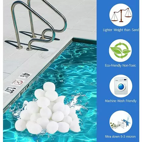 TANABATA Filtre Balls Balles De Filtration, Filtre Pour Piscine De 700g/1400g Peut Remplacer 25kg/50kg Sable Filtrant, Convient à Divers Systèmes De Filtration Boules De Filtre De Piscine 5 TANABATA Filtre Balls Balles De Filtration, Filtre Pour Piscine De 700g/1400g Peut Remplacer 25kg/50kg Sable Filtrant, Convient à Divers Systèmes De Filtration Boules De Filtre De Piscine – Image 5