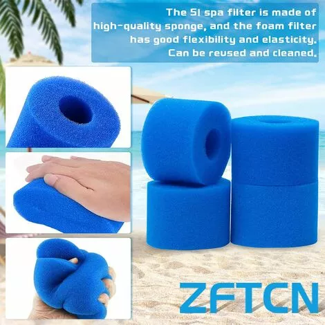TANABATA 4 Filtres De Piscine En Mousse Filtre Pour Type S1 - Filtre En Mousse Pour Spa, Piscine - Réutilisables Et Lavables - Éponge De Filtration De Type S1 2 TANABATA 4 Filtres De Piscine En Mousse Filtre Pour Type S1 - Filtre En Mousse Pour Spa, Piscine - Réutilisables Et Lavables - Éponge De Filtration De Type S1 – Image 2