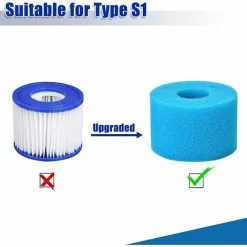 TANABATA 2 Pièces Éponge Filtrante Type S1, Cartouche De Filtre En Mousse, Mousse Pour Filtre Piscine, Réutilisables Et Lavables, Filtre En Mousse Pour Spa, Piscine, Jacuzzi -Pompe et filtre de piscine Soldes 58385757 4