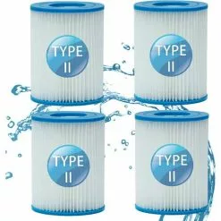 AOUGO Filtre De Piscine Pour Bestway Type II, Accessoires De Filtre De Piscine Gonflable De Rechange Pour Spa, Filtre De Piscine Pour Jardin Extérieur, Cartouche Lavable Et Réutilisable, 4,17 X 5,35 Pouces (4 PCS)