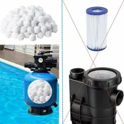 FVBJD Balles Filtrantes, Boules De Filtre De Piscine 700 G, Boules Filtrantes Remplace 25 Kg De Sable Filtrant, Accessoires De Système De Filtration, Pour Le Nettoyage De La Piscine, Pompe De Filtration -Pompe et filtre de piscine Soldes 58754771 4