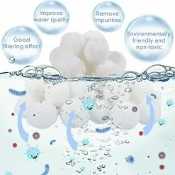 FVBJD 1300g Balles Filtrantes,Boules De Filtre De Piscine,Réutilisables,Média Filtre à Fibres Peut Remplacer 45 Kg Sable Quartz Piscine Filtres à Sable Filtrage De L'eau,Utilisées Dans Les Piscines -Pompe et filtre de piscine Soldes 58754775 5