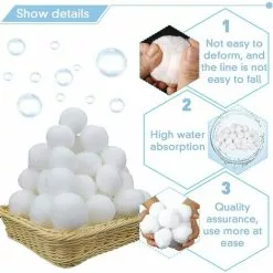 FVBJD Balles Filtrantes,800g Boules De Filtre De Piscine,Pool Filter Balls,Balles De Filtration,Nettoyeur De Piscine,Média Filtre à Fibres Pour Piscine,Convient à Divers Systèmes De Filtration -Pompe et filtre de piscine Soldes 58754794 3