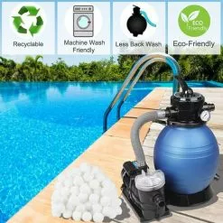 FVBJD Balles Filtrantes, 700g Boules De Filtre De Piscine, Alternative Pour 25kg De Sable Filtrant, Filtre Pour Piscine, Média Filtre à Fibres Pour Piscine Filtres à Sable Filtrage De L'eau -Pompe et filtre de piscine Soldes 58754832 3