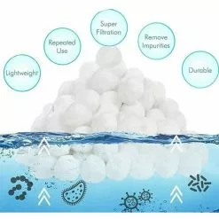 FVBJD Balles Filtrantes 1400g,Boules De Filtre Réutilisables De Piscine,Alternative Pour 50 Kg De Sable,Boules De Filtre De Piscine Pour Piscines Intérieure Et Extérieure,Média Filtre à Fibres Pour Piscine -Pompe et filtre de piscine Soldes 58754844 3
