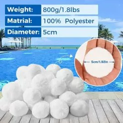 FVBJD Balle Filtrante Piscine,800g Balles Filtrantes Pour Systèmes De Filtre A Sable Piscine Remplacer 29kg De Sable Filtration Piscine,Convient Aux Systèmes De Filtration Pour Piscine -Pompe et filtre de piscine Soldes 58754860 5
