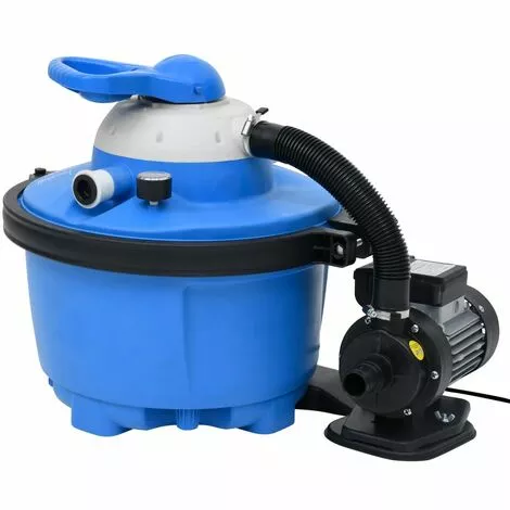 GROSMONDE Pompe De Filtration à Sable 200W 25L Bleu Et Noir 1 GROSMONDE Pompe De Filtration à Sable 200W 25L Bleu Et Noir