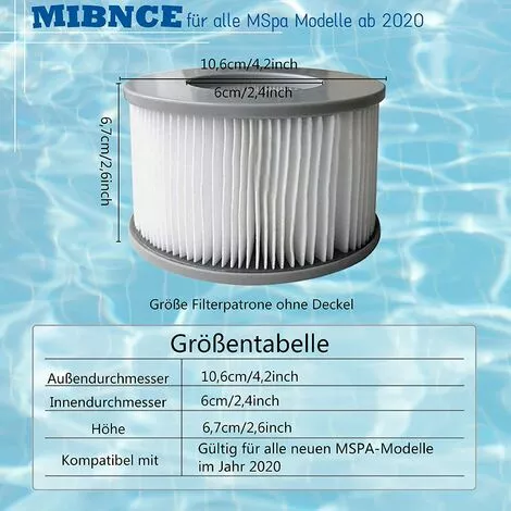 EINEMGELD Lot De 4 Cartouches Filtrantes De Rechange Pour Piscine Gonflable Mspa, Jacuzzi 3 EINEMGELD Lot De 4 Cartouches Filtrantes De Rechange Pour Piscine Gonflable Mspa, Jacuzzi – Image 3