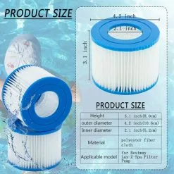 EINEMGELD Filtre VI Cartouche Pour Bestway Lay-Z-Spa, Cartouches Filtrantes Rechange Pour Miami Vegas Monaco BW58323, Pour Bestway 58239 (4 Pièces) -Pompe et filtre de piscine Soldes 59434053 5