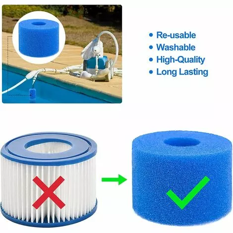 NAXUNNN Éponge Filtrante Type S1 Filtres De Piscine En Mousse, 6 Pièces Cartouche Filtrante RéUtilisable Et Lavable Pour Intex Type S1 4 NAXUNNN Éponge Filtrante Type S1 Filtres De Piscine En Mousse, 6 Pièces Cartouche Filtrante RéUtilisable Et Lavable Pour Intex Type S1 – Image 4