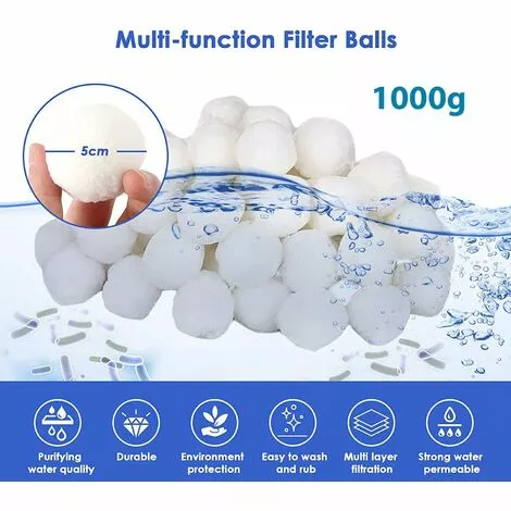 JOORRT Boules De Filtre De Piscine 1000g Polyéthylène Réutilisables Balles Filtrantes Remplace De Sable Filtrant Pour Piscines Intérieure Et Extérieure, Média à Fibres Pour Filtres à De L'eau 2 JOORRT Boules De Filtre De Piscine 1000g Polyéthylène Réutilisables Balles Filtrantes Remplace De Sable Filtrant Pour Piscines Intérieure Et Extérieure, Média à Fibres Pour Filtres à De L'eau – Image 2