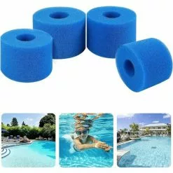 FUHUIDATRADING Éponge Filtrante Type A, Lot De 4 Filtres De Piscine, Filtre Éponge Cartouche, Mousse Pour Filtre Piscine, Réutilisables Et Lavables, Pour Spa, Piscine