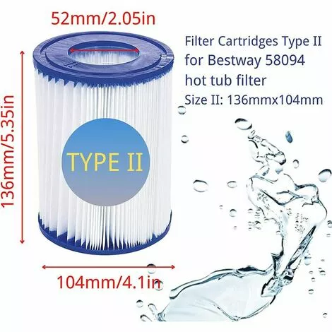 SINCèREETALI Lot De 2 Cartouches De Filtre De Piscine De Type II – Compatible Avec Les Filtres Bestway 58094 – Accessoires De Filtre De Piscine Gonflable De Rechange Pour Spa 2 SINCèREETALI Lot De 2 Cartouches De Filtre De Piscine De Type II – Compatible Avec Les Filtres Bestway 58094 – Accessoires De Filtre De Piscine Gonflable De Rechange Pour Spa – Image 2