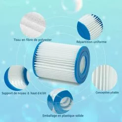 MOWZE Filtre Piscine Typ II Cartouche De Filtre Pour Bestway 58094, Taille 2 Cartouches Filtrantes De Spa De Piscine, Lot De 4 Lot De 4 -Pompe et filtre de piscine Soldes 63869885 3
