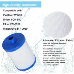 MOWZE PWW50 Pour Filtre De Remplacement Pour Spa Pleatc Spa, Compatible Avec Unicel 6CH-940, Filbur FC-0359, Waterways 817-0050 Skimmer Aber Hot Tubs -Pompe et filtre de piscine Soldes 63869955 4