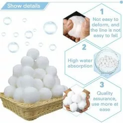 MOWZE 1300g Balles Filtrantes,Boules De Filtre De Piscine,Réutilisables,Média Filtre à Fibres Peut Remplacer 45 Kg Sable Quartz Piscine Filtres à Sable Filtrage De L'eau,Utilisées Dans Les Piscines -Pompe et filtre de piscine Soldes 63869972 3