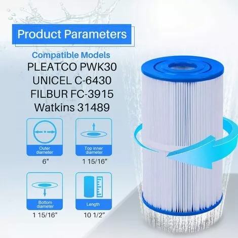 MOWZE Remplacement Du Filtre De Spa Pour PWK30, Tubs C-6430 31489 Cartouche De Rechange Ressorts Thermiques Filtre Spa Filtre De Spa De… 1 2 MOWZE Remplacement Du Filtre De Spa Pour PWK30, Tubs C-6430 31489 Cartouche De Rechange Ressorts Thermiques Filtre Spa Filtre De Spa De… 1 – Image 2