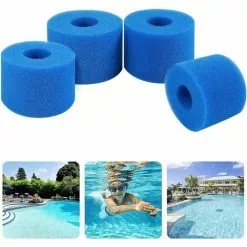 ENLENK Éponge Filtrante Type A, Lot De 4 Filtres De Piscine, Filtre Éponge Cartouche, Mousse Pour Filtre Piscine, Réutilisables Et Lavables, Pour Spa, Piscine