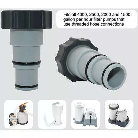 FOZIY Adaptateur De Tuyau De Piscine 2 Pièce Adaptateur De Vidange De Piscine Adaptateurs De Tuyau Avec Bague D'étanchéité Pour Piscine Pompes à Connexion Filetée Gris,Fonepro 4 FOZIY Adaptateur De Tuyau De Piscine 2 Pièce Adaptateur De Vidange De Piscine Adaptateurs De Tuyau Avec Bague D'étanchéité Pour Piscine Pompes à Connexion Filetée Gris,Fonepro – Image 4