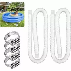 HEGUYEY Tuyau De Rechange Pour Piscine De 1,25 Po De Diamètre Pour Piscines Hors Terre, Piscine Avec Pince Métallique Pour Pompe De Filtre Intex Ou Tuyaux De 3,2 Cm - 1,5 Mètre De Long Paquet De 2