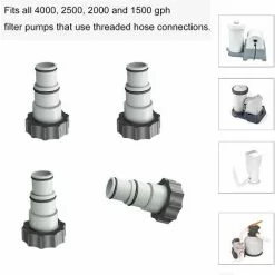 HEGUYEY 4 Pièces Adaptateur Piscine, Remplacement Adaptateur De Tuyau Série Intex A Avec Filetage, Tuyau De Diamètre 1,5" Et 1,25", Adaptateur De Pompe Pour Kits De Piscine -Pompe et filtre de piscine Soldes 64098293 3