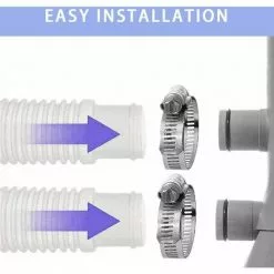 Ensoleillé Tuyau De Remplacement Pour Piscine, Accessoires De Tuyau De Pompe À Filtre Avec 4 Clips Métalliques, Tuyau De Piscine Long De 59x1,25 Pouces Pour Pompe, Accessoires De Piscine -Pompe et filtre de piscine Soldes 65111198 5