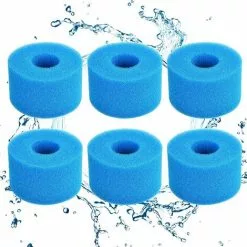 OSQI Éponge Filtrante Type S1, Cartouche De Filtre En Mousse, Mousse Pour Filtre Piscine, Réutilisables Et Lavables, Filtre En Mousse Pour Spa, Piscine, Jacuzzi (6, Bleu)
