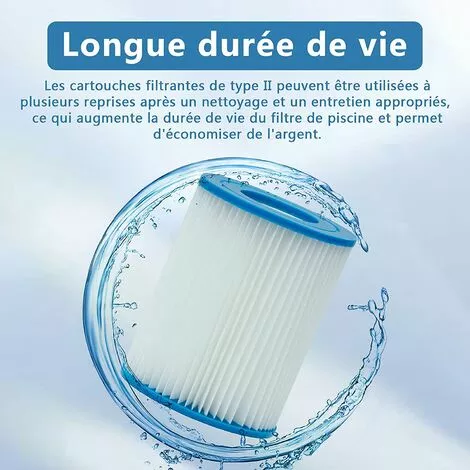 OSQI Filtre De Piscine Pour Bestway Type II, Accessoires De Filtre De Piscine Gonflable Pour Spa, Filtre De Piscine Pour Jardin Extérieur, Cartouche Lavable Et Réutilisable, 4,17 X 5,35 Pouces (2 Pièces) 3 OSQI Filtre De Piscine Pour Bestway Type II, Accessoires De Filtre De Piscine Gonflable Pour Spa, Filtre De Piscine Pour Jardin Extérieur, Cartouche Lavable Et Réutilisable, 4,17 X 5,35 Pouces (2 Pièces) – Image 3