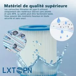 OSQI Filtre De Piscine Pour Bestway Type II, Accessoires De Filtre De Piscine Gonflable Pour Spa, Filtre De Piscine Pour Jardin Extérieur, Cartouche Lavable Et Réutilisable, 4,17 X 5,35 Pouces (2 Pièces) 8 OSQI Filtre De Piscine Pour Bestway Type II, Accessoires De Filtre De Piscine Gonflable Pour Spa, Filtre De Piscine Pour Jardin Extérieur, Cartouche Lavable Et Réutilisable, 4,17 X 5,35 Pouces (2 Pièces) -Pompe et filtre de piscine Soldes 65503743 4