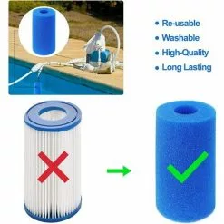 JUNJUN Éponge Filtrante De Type A, Lot De 6 Filtres De Piscine En Mousse À Cartouche, Outil De Nettoyage D'Éponge Filtrante Lavable Réutilisable Pour Intex Type A -Pompe et filtre de piscine Soldes 66369878 5