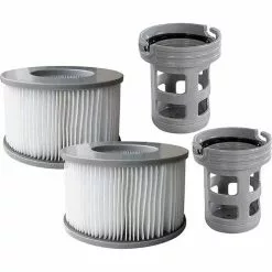 WAHAISON 2 Filtres + 2 Bases Cartouches Filtrantes Pour Piscines Gonflables MSPA - Adaptateur De Base Vissable Pour Cartouche Filtrante MSPA - Kit De Mise à Niveau - Filtre Pour Sous-marins Et Spa Chauds